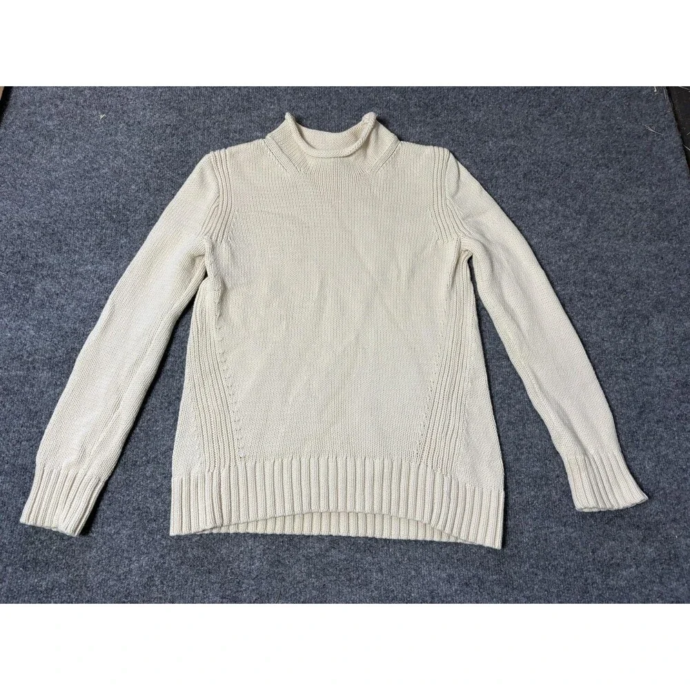 J.CREW Sweater Mens S Beige Knit Mock Neck Cotton Nylon Pullover Long Sleeve